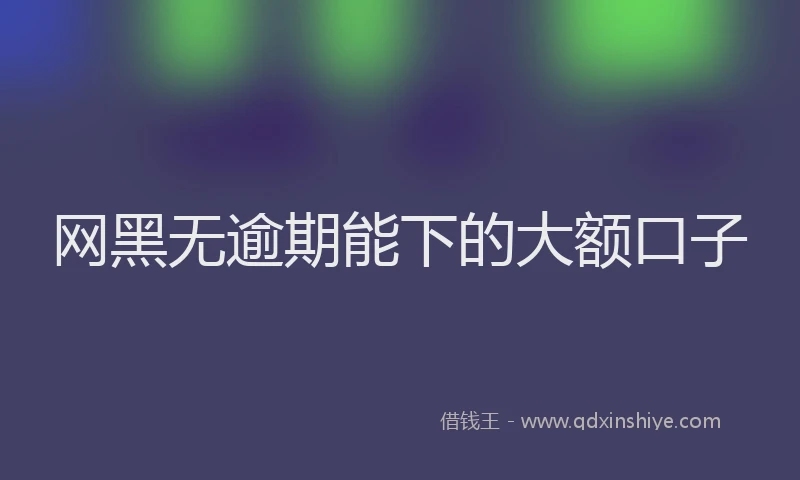 网黑无逾期能下的大额口子