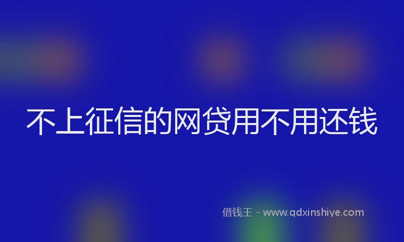 不上征信的网贷用不用还钱