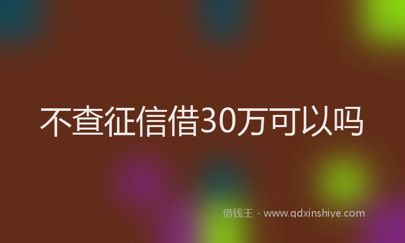 不查征信借30万可以吗