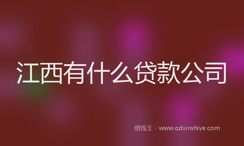 江西有什么贷款公司