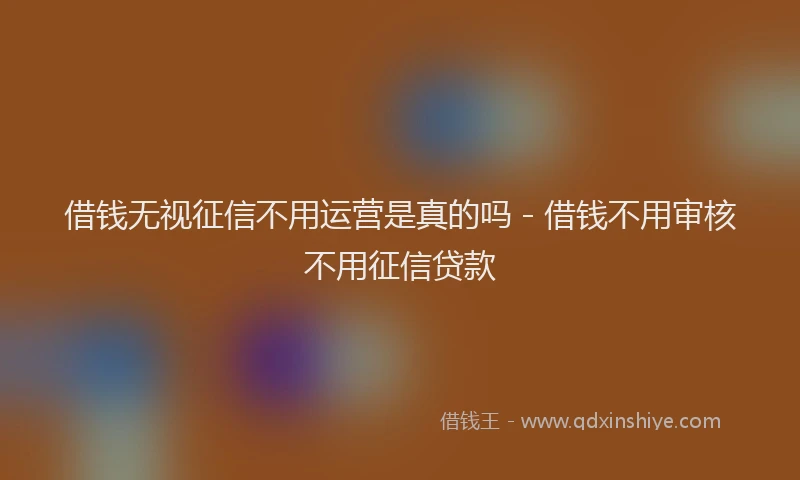 借钱无视征信不用运营是真的吗 - 借钱不用审核不用征信贷款