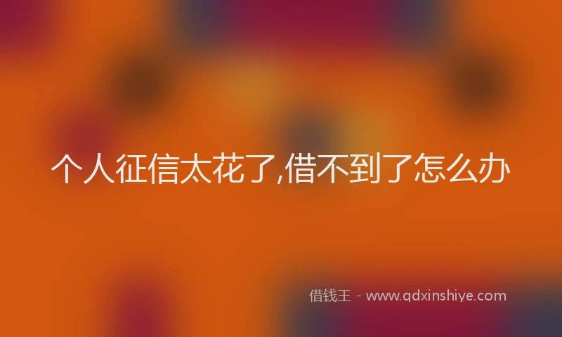 个人征信太花了,借不到了怎么办