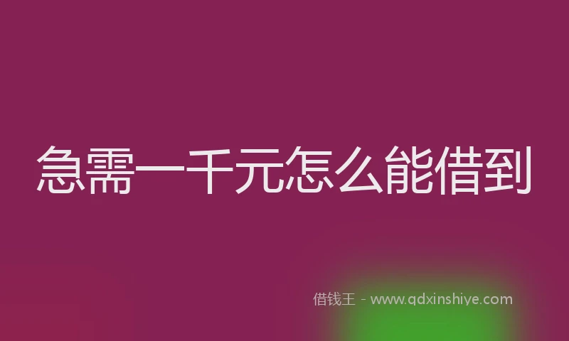 急需一千元怎么能借到