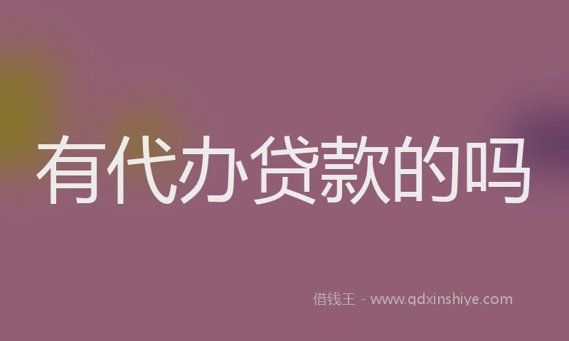 有代办贷款的吗