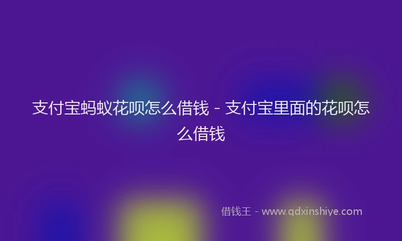 支付宝蚂蚁花呗怎么借钱 - 支付宝里面的花呗怎么借钱