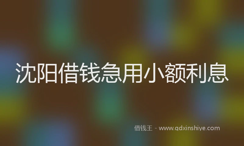沈阳借钱急用小额利息