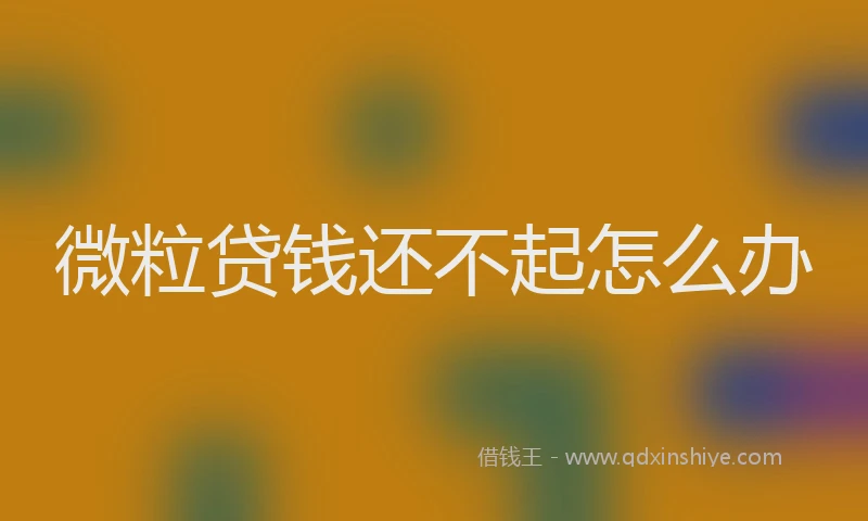 微粒贷钱还不起怎么办