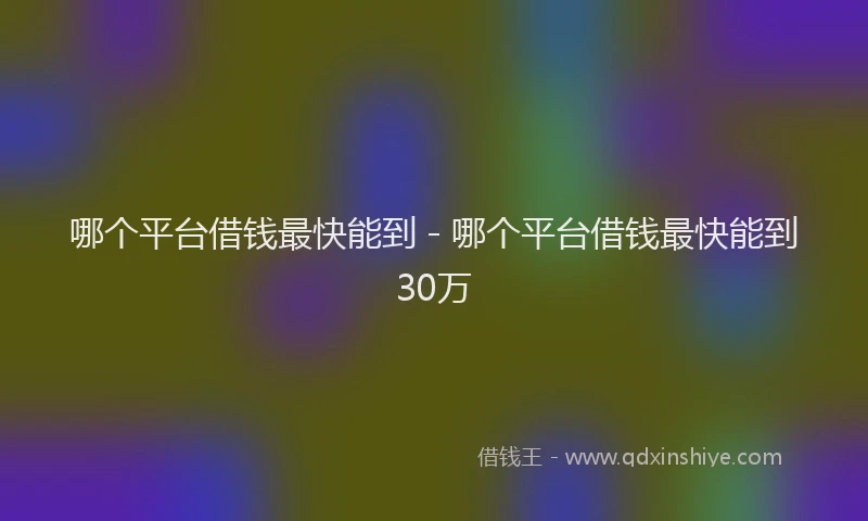 哪个平台借钱最快能到 - 哪个平台借钱最快能到30万