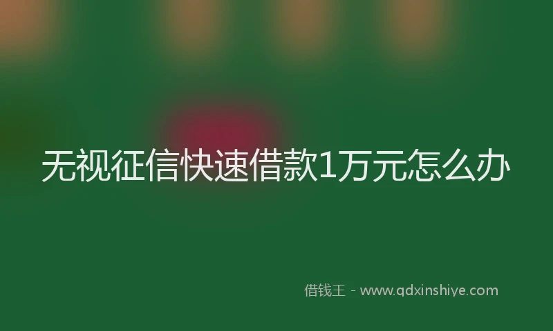 无视征信快速借款1万元怎么办