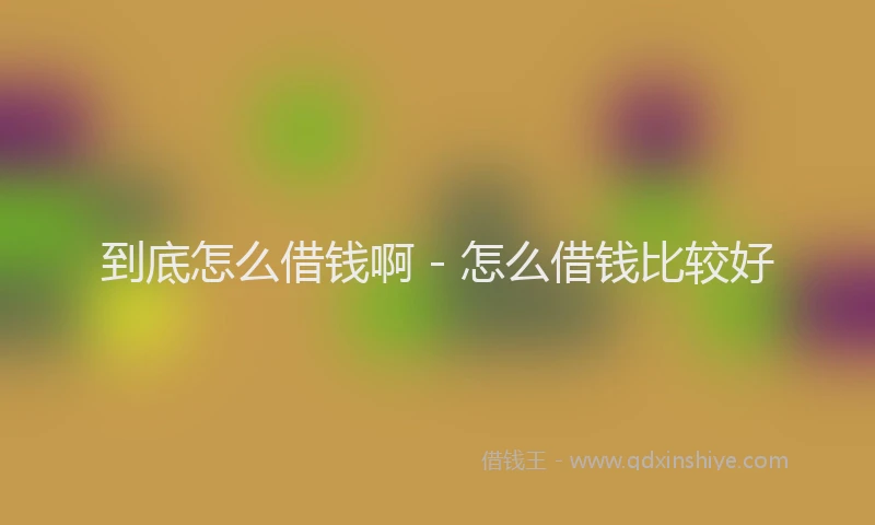 到底怎么借钱啊 - 怎么借钱比较好