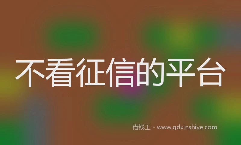不看征信的平台
