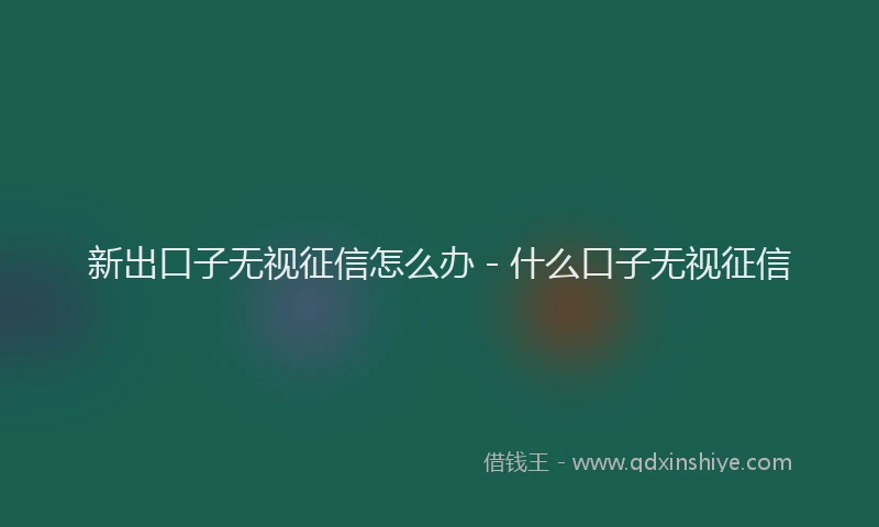 新出口子无视征信怎么办 - 什么口子无视征信
