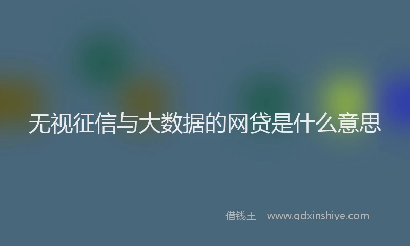 无视征信与大数据的网贷是什么意思