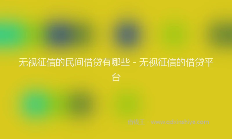 无视征信的民间借贷有哪些 - 无视征信的借贷平台