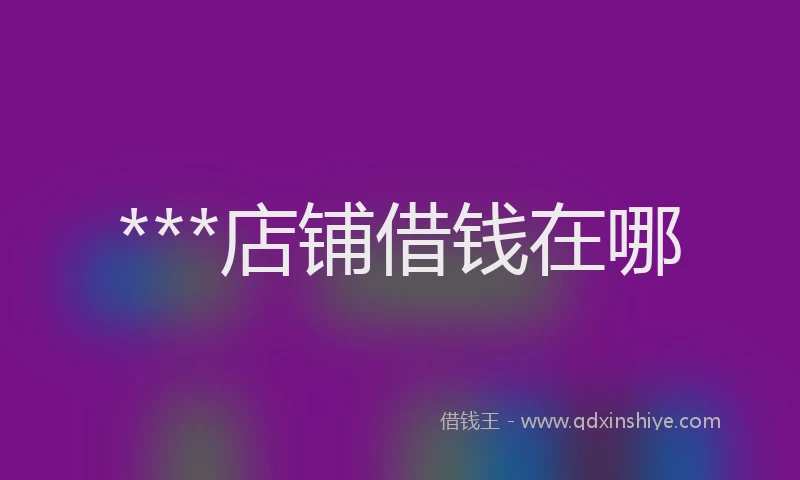 ***店铺借钱在哪