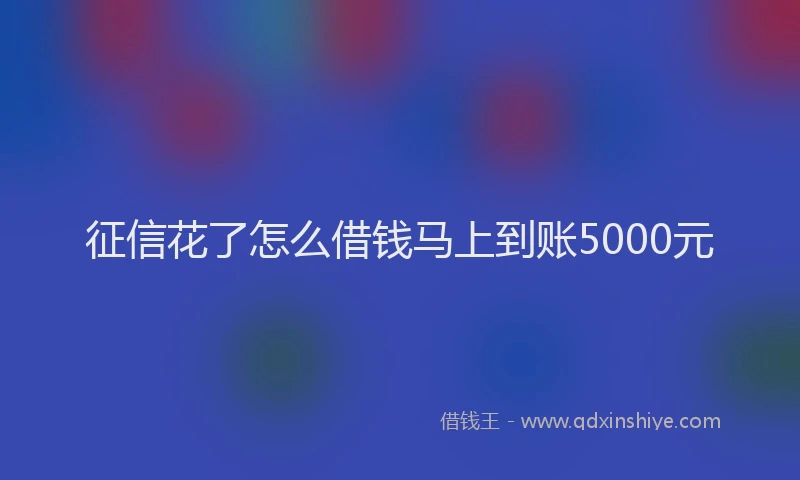 征信花了怎么借钱马上到账5000元