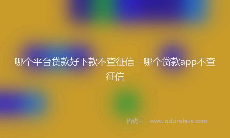 哪个平台贷款好下款不查征信 - 哪个贷款app不查征信