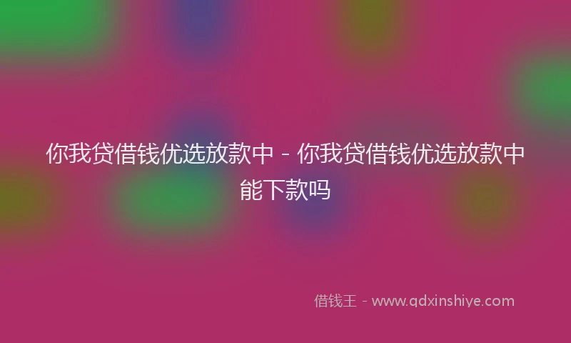 你我贷借钱优选放款中 - 你我贷借钱优选放款中能下款吗