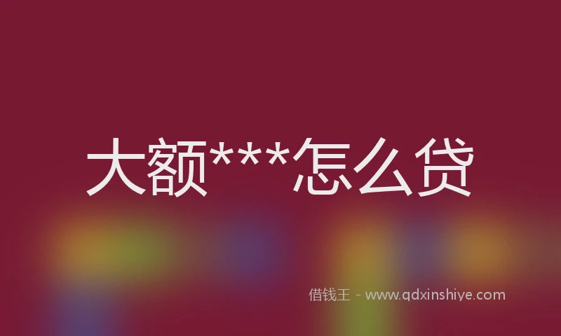 大额***怎么贷