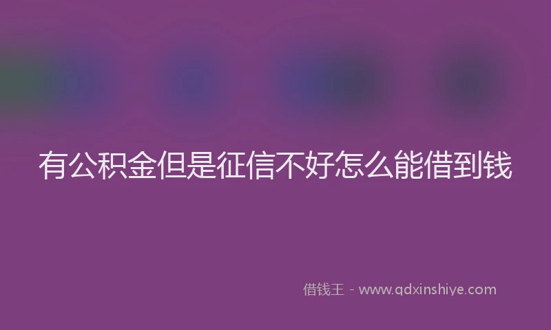 有公积金但是征信不好怎么能借到钱