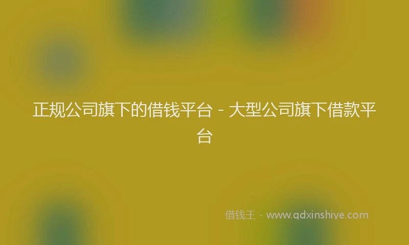 正规公司旗下的借钱平台 - 大型公司旗下借款平台