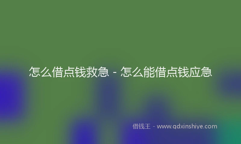 怎么借点钱救急 - 怎么能借点钱应急