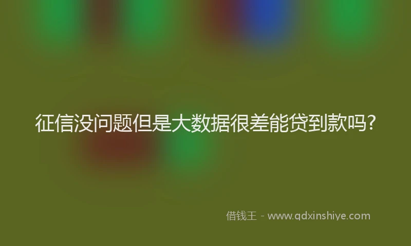 征信没问题但是大数据很差能贷到款吗?