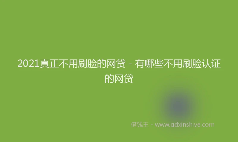2021真正不用刷脸的网贷 - 有哪些不用刷脸认证的网贷