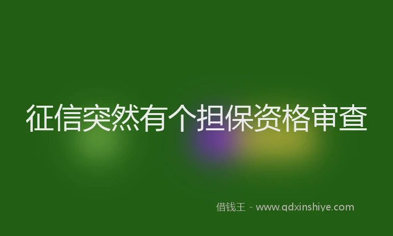 征信突然有个担保资格审查