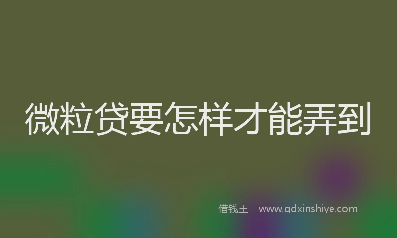 微粒贷要怎样才能弄到