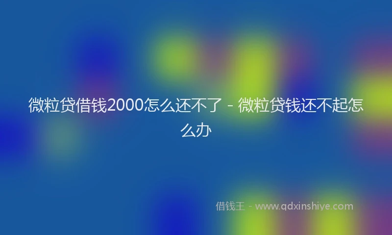 微粒贷借钱2000怎么还不了 - 微粒贷钱还不起怎么办