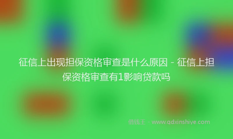 征信上出现担保资格审查是什么原因 - 征信上担保资格审查有1影响贷款吗