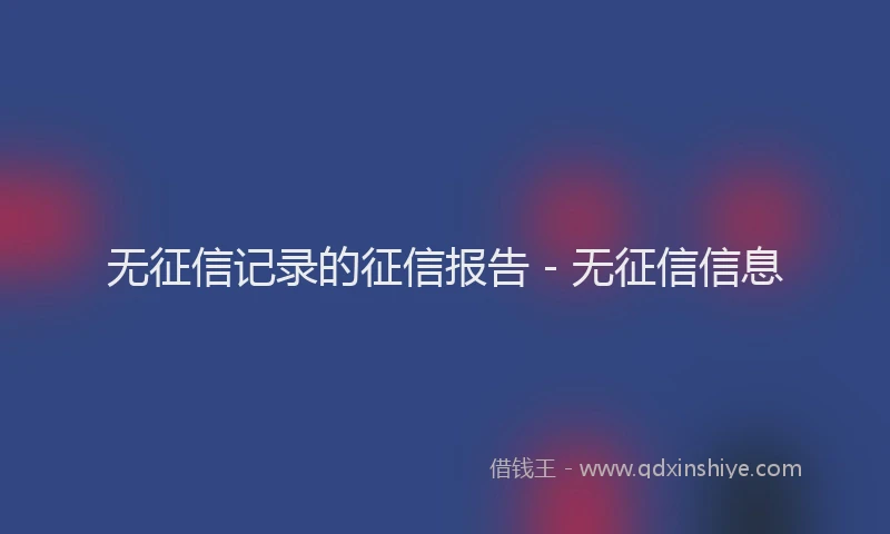 无征信记录的征信报告 - 无征信信息