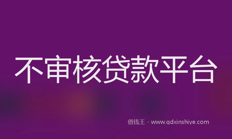 不审核贷款平台