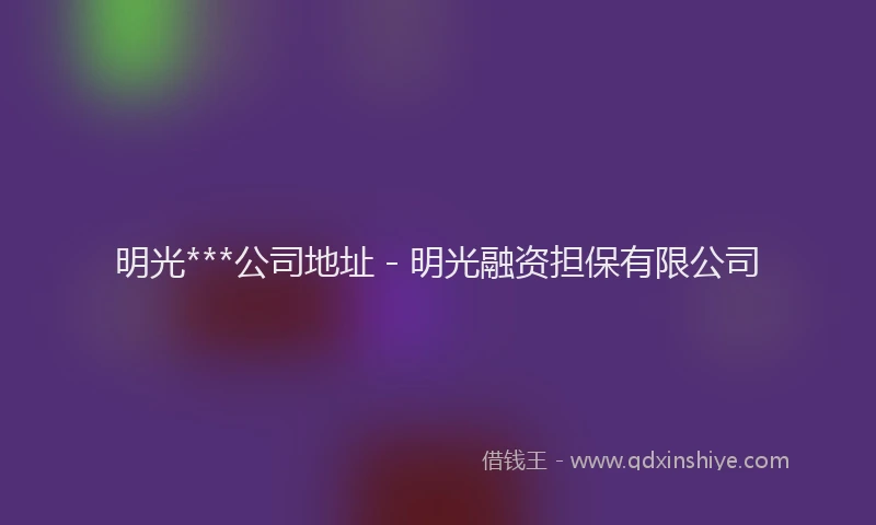 明光***公司地址 - 明光融资担保有限公司