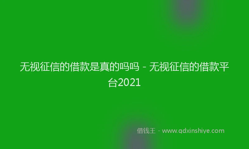 无视征信的借款是真的吗吗 - 无视征信的借款平台2021