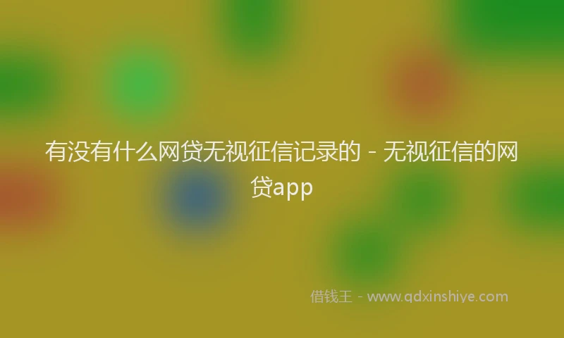 有没有什么网贷无视征信记录的 - 无视征信的网贷app