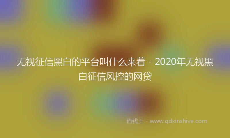 无视征信黑白的平台叫什么来着 - 2020年无视黑白征信风控的网贷