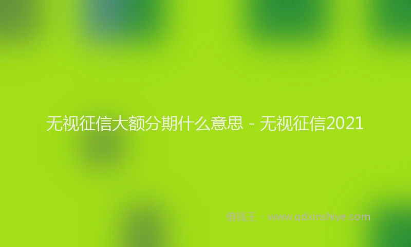 无视征信大额分期什么意思 - 无视征信2021