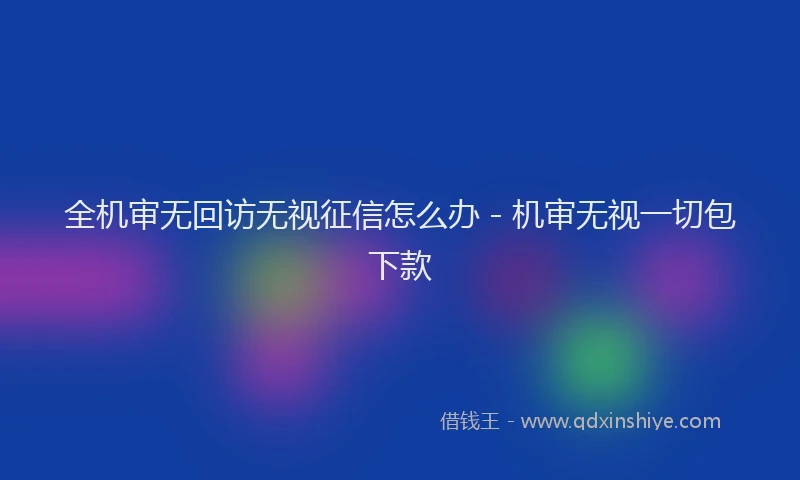 全机审无回访无视征信怎么办 - 机审无视一切包下款