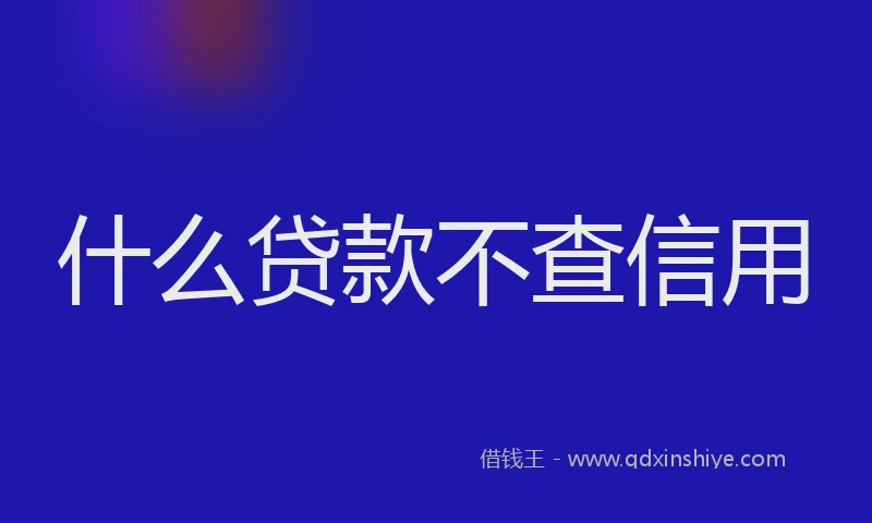 什么贷款不查信用