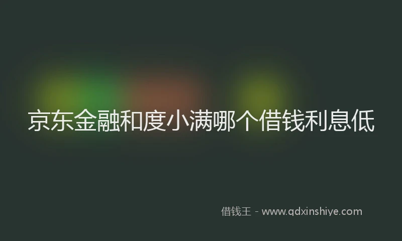 京东金融和度小满哪个借钱利息低