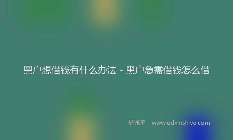 黑户想借钱有什么办法 - 黑户急需借钱怎么借