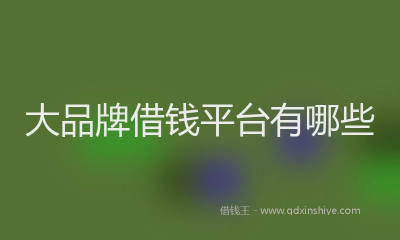 大品牌借钱平台有哪些