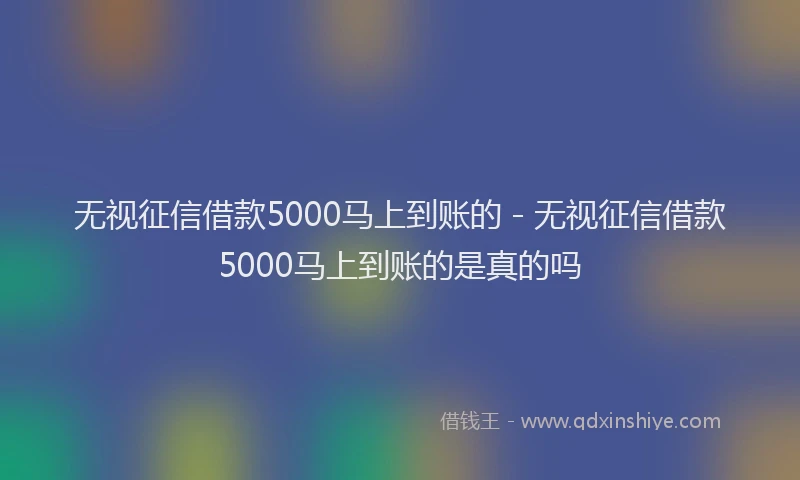 无视征信借款5000马上到账的 - 无视征信借款5000马上到账的是真的吗