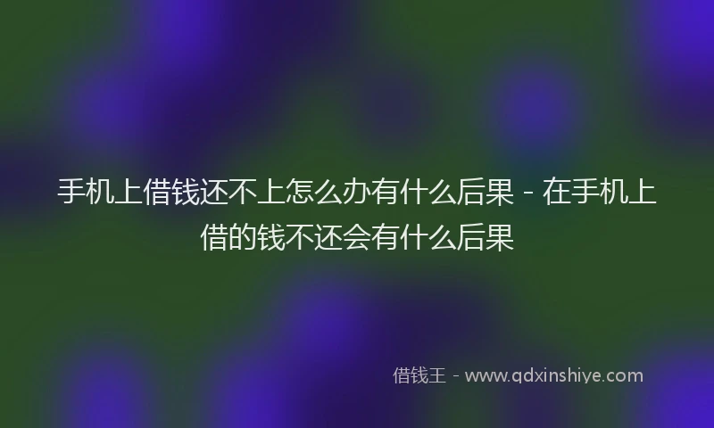 手机上借钱还不上怎么办有什么后果 - 在手机上借的钱不还会有什么后果
