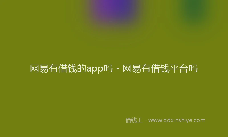 网易有借钱的app吗 - 网易有借钱平台吗