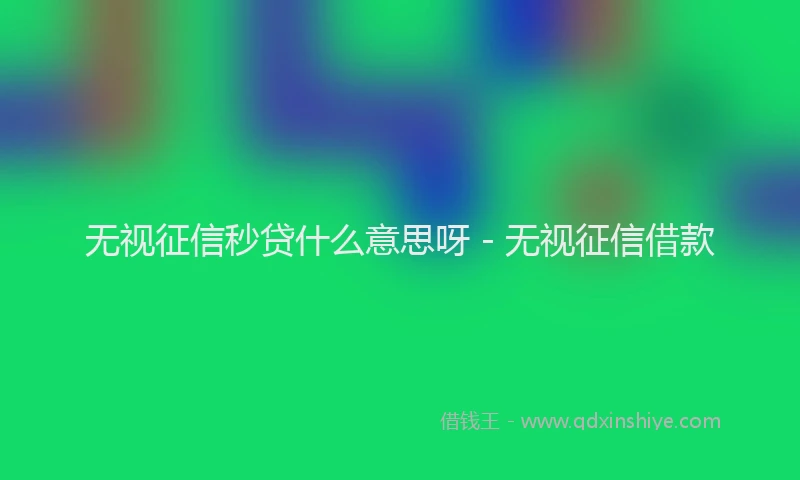 无视征信秒贷什么意思呀 - 无视征信借款