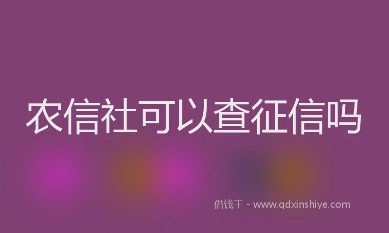 农信社可以查征信吗