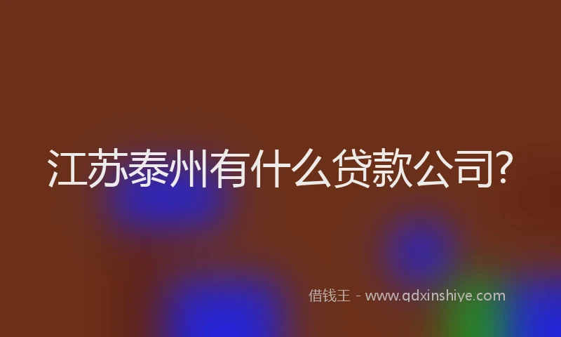 江苏泰州有什么贷款公司?